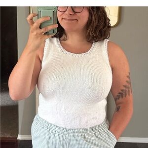 Handmade White Sleeveless Knit Top